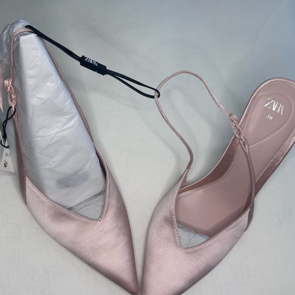 Zara Satin Effect Heeled High Shoes - Picture 2 of 2